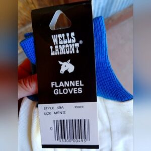 Wells Lamont Flannel Farm Work Gloves White and Blue New With Tags Large Utility